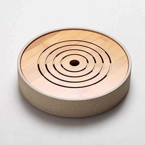 CCWY Ceramic dry foam plate Japanese style Kung Fu tea round tray bamboo seasoned millet mush pot of tea saucer... N6