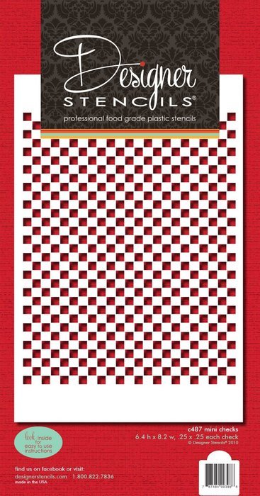 Designer Stencils C487 Mini Check Cake Stencil, Beige/semi-transparent N3