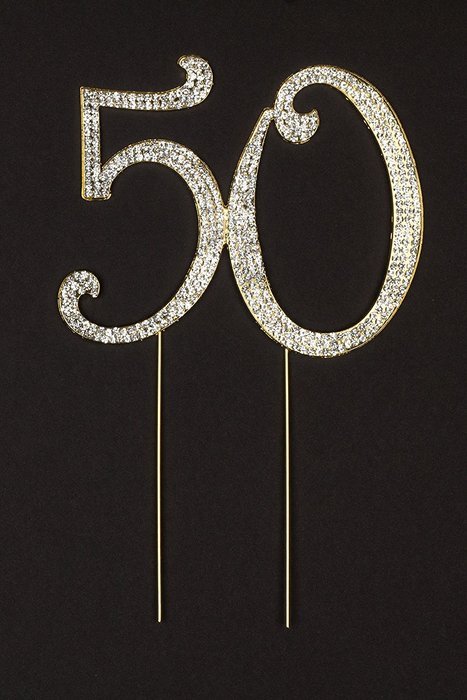 50 Cake Topper for 50th Birthday or Anniversary Gold Party Supplies and Decoration Ideas (Gold) N18