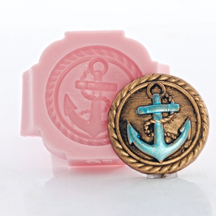 Nautical Anchor Button Silicone Mold Food Safe Fondant, Chocolate, Candy, Mint, Resin, Polymer Clay, Jewelry,... N8