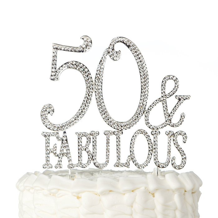 50 Cake Topper for 50th Birthday or Anniversary Gold Party Supplies and Decoration Ideas (Gold) N19