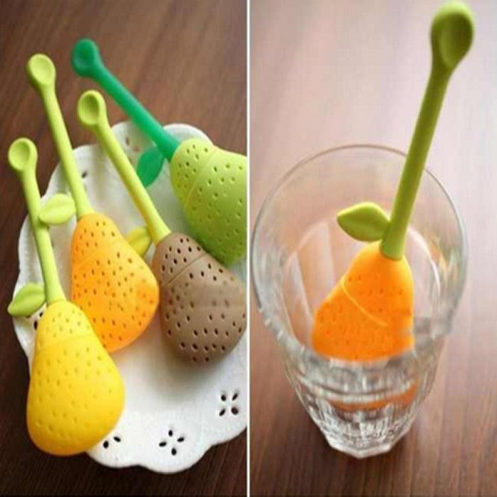 MAXGOODS Fine Silicone Pear Tea Leaf Strainer Herbal Spice Infuser Teacup Teapot Filter Diffuser N8