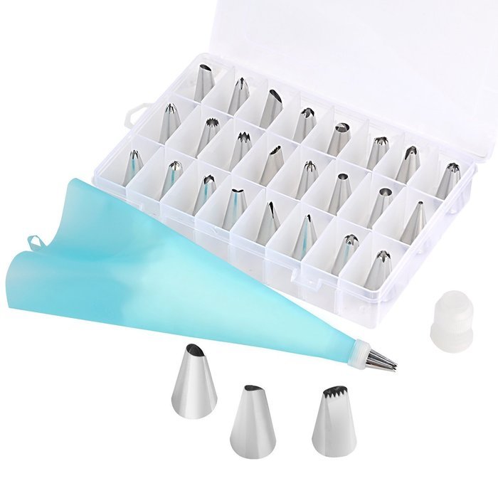27-Piece Cake Decorating Tips Kits, OliveTech Professional Stainless Steel Icing Tip Set Tools Includes Reusable... N2
