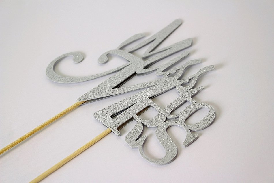 All About Details Silver Miss To Mrs Cake Topper N2