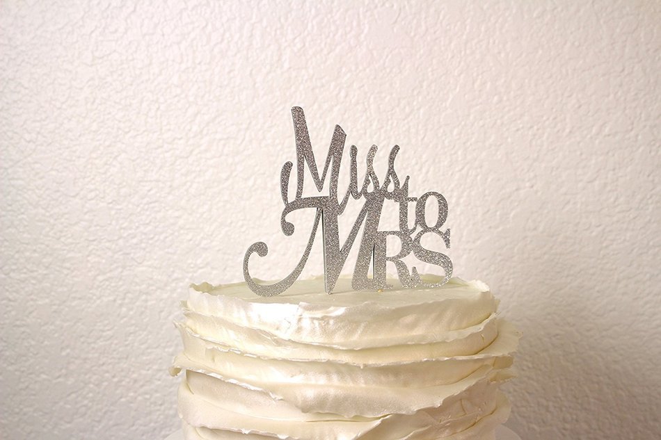 All About Details Silver Miss To Mrs Cake Topper N3