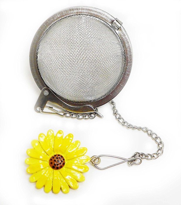 Stainless Steel Mesh Tea Ball with Flower Polyresin Figure