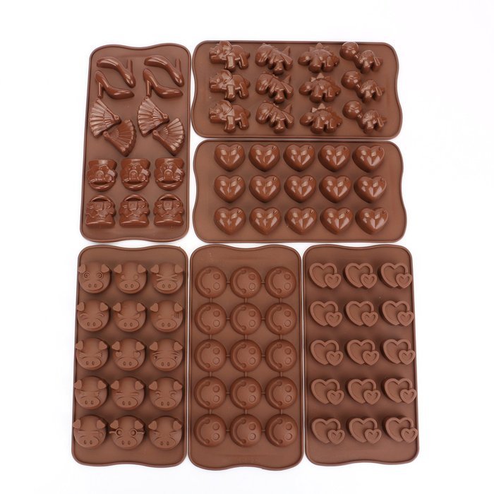 Tosnail 6pc Candy Molds, Chocolate Molds, Silicone Molds, Soap Molds, Silicone Baking Molds - 6pc Value Set N3