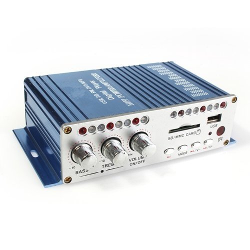 RioRand&reg;2*20W USB SD DVD MP3 Player HIFI Car Power Amplifier With Remote Controller Blue N2