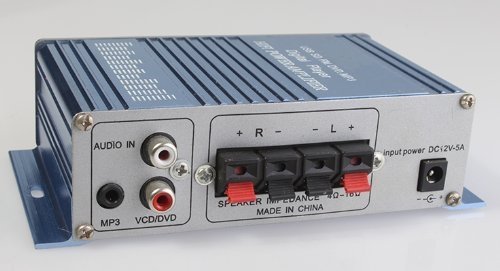 RioRand&reg;2*20W USB SD DVD MP3 Player HIFI Car Power Amplifier With Remote Controller Blue N3