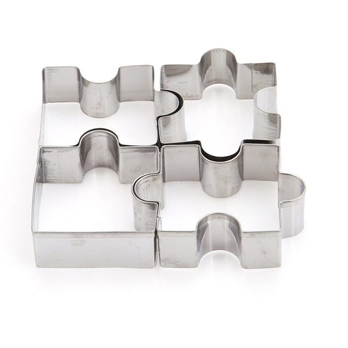 Affe 4Pcs/set Stainless Steel Cookie Puzzle Shape Cookie Cutter Set DIY Biscuit Mold N4