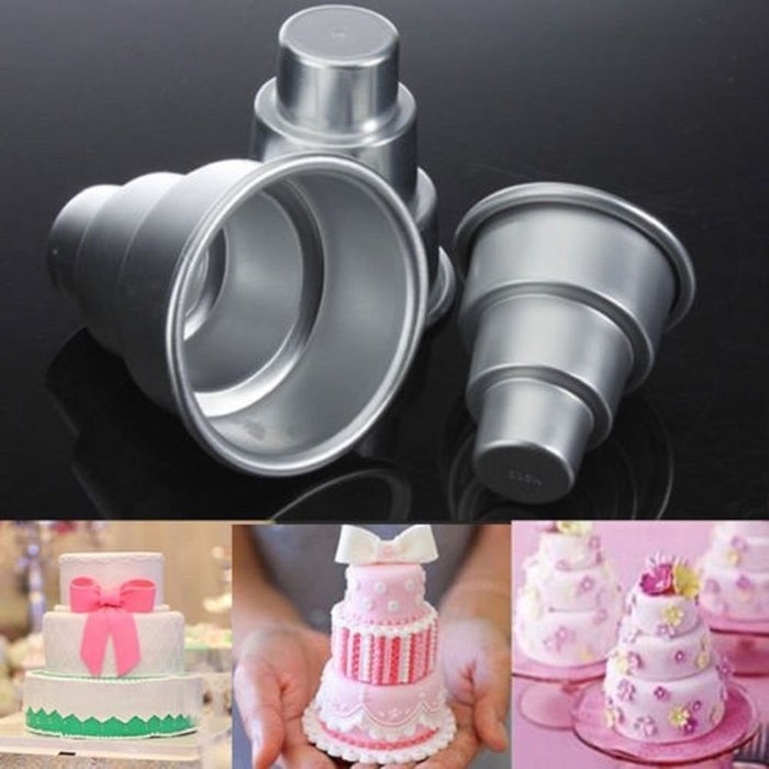 Ainest DIY Mini 3 Tier Cupcake Pudding Chocolate Cake Mold Baking Pan Mould Party FE