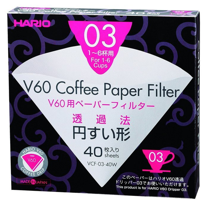Hario Box of Paper Filters for 02 Dripper, 40 Sheets, Natural N2