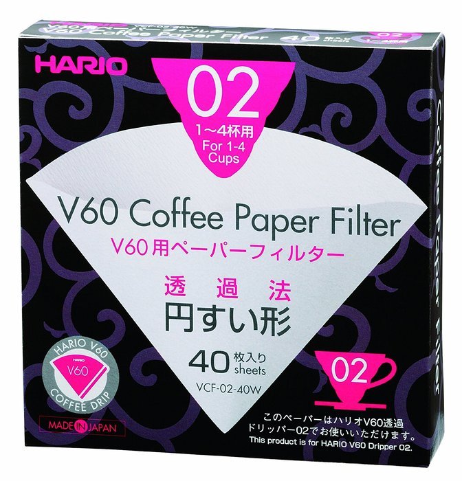 Hario Box of Paper Filters for 02 Dripper, 40 Sheets, Natural N3
