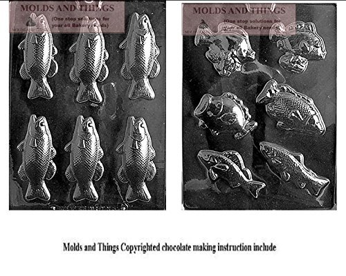 Bass Fish Bars Chocolate Candy Mold and Assorted Fish Chocolate Candy Mold With Candy Making Instruction
