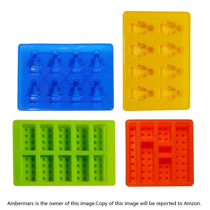 Ambermars Building Bricks and Minifigure Ice Cube Tray or Candy Mold,chocolate Molds,silicone Baking Molds, Premium... N2