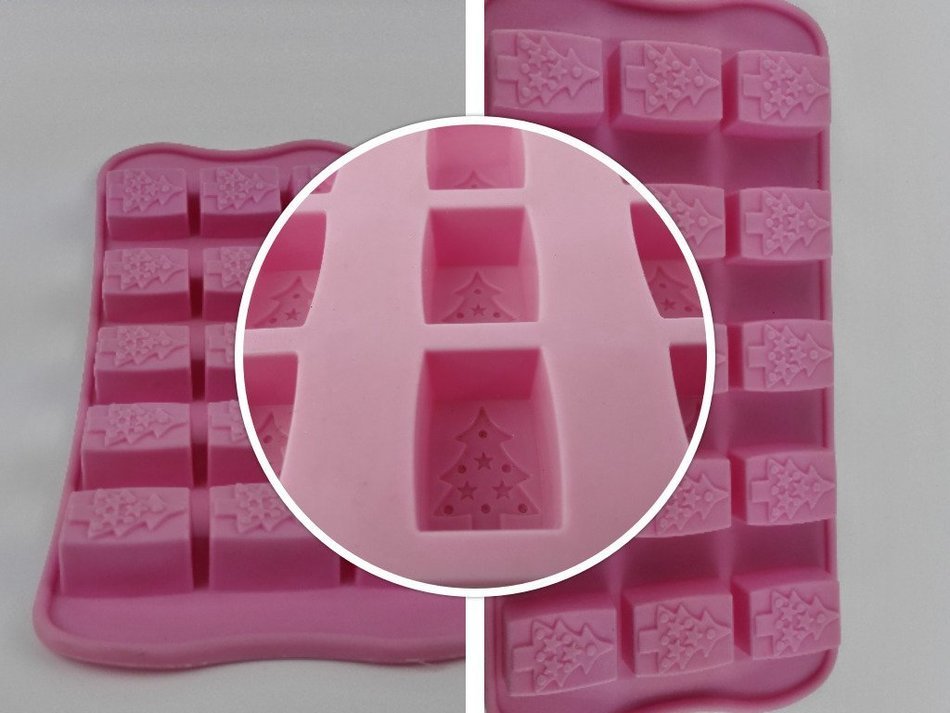 Decorated Evergreen Christmas Tree Non-stick Hot Cold - Freezing Baking Soft Silicone Ice Mold Tray for Chocolate... N6