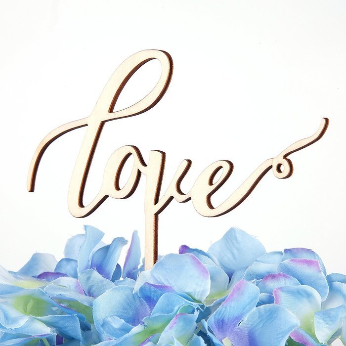 LOVENJOY with Gift Box LOVE Monogram Wedding Engagement Cake Topper Rustic Wood (5.9-inch) N2