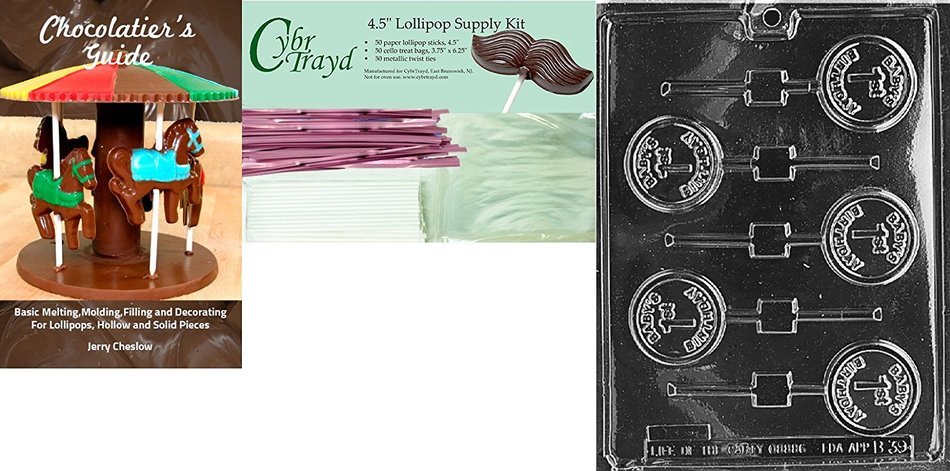 Cybrtrayd B039 Baby's 1st Birthday Lolly Chocolate Candy Mold with Exclusive Cybrtrayd Copyrighted Chocolate Molding... N3