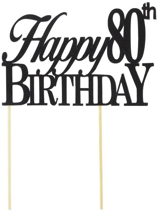 All About Details Black Happy-80th-birthday Cake Topper