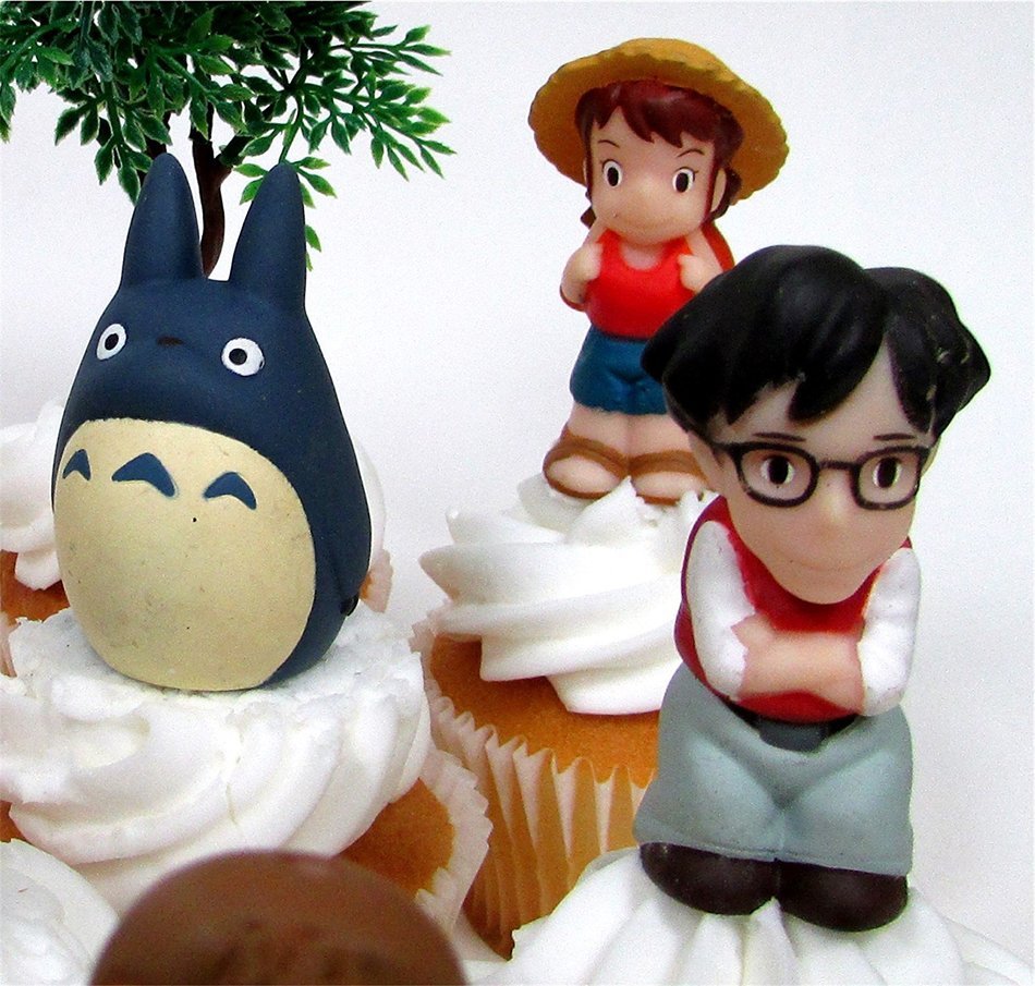 TOTORO and FRIENDS 18 Piece Birthday CUPCAKE Topper Set Featuring 14 Random Totoro and Friends Figures - Decorative... N6