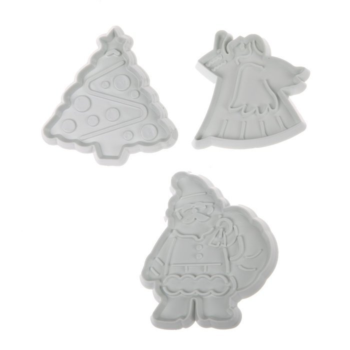 Whitelotous Christmas Theme Cookie Cutters - Plastic Fondant Cake Sugarcraft Cutter Decorating Baking Mold Plunger... N44