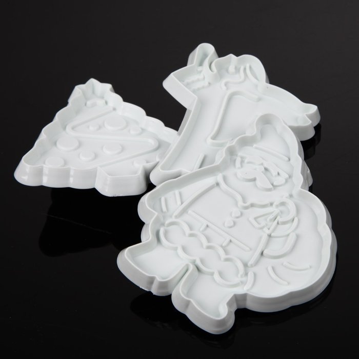 Whitelotous Christmas Theme Cookie Cutters - Plastic Fondant Cake Sugarcraft Cutter Decorating Baking Mold Plunger... N45