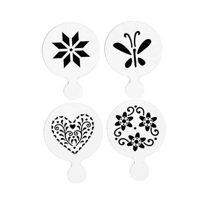 DECORA 16 Pieces Cake Cappuccino Coffee Barista Stencils Templates Strew Pad N44