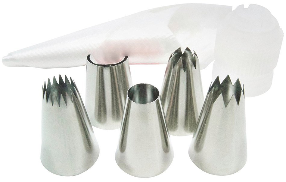 Pridebit Cupcake/Cake Decorating Tips 5 Extra Large (4 Classic Tips+1 Ruffle Tip) Stainless Steel Piping Icing... N2