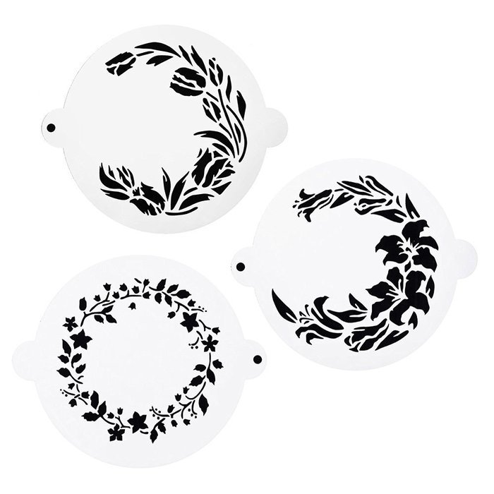DECORA 16 Pieces Cake Cappuccino Coffee Barista Stencils Templates Strew Pad N52