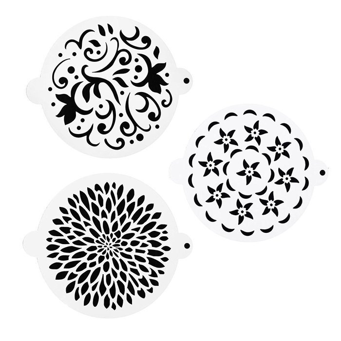 DECORA 16 Pieces Cake Cappuccino Coffee Barista Stencils Templates Strew Pad N53