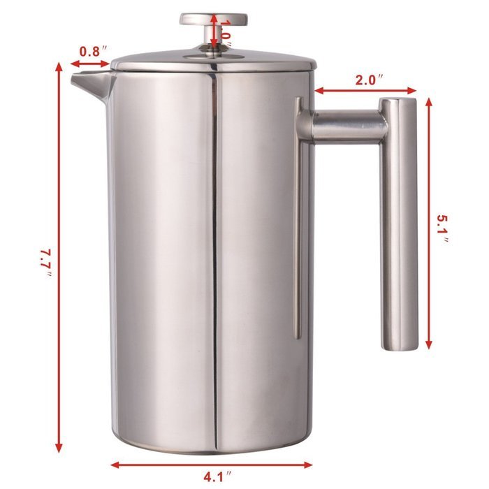 Giantex 34 OZ Double Wall Stainless Steel Coffee Plunger 8-Cup French Coffee Press Maker N2