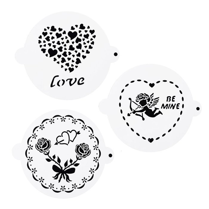 DECORA 16 Pieces Cake Cappuccino Coffee Barista Stencils Templates Strew Pad N60