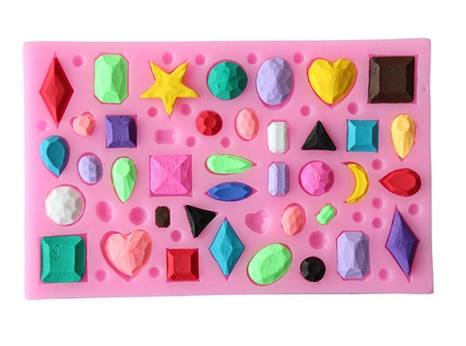 Smozer Mini Diamonds Jewel Gemstone Shape Fondant Cake Molds Chocolate Mould Kitchen Baking Tools