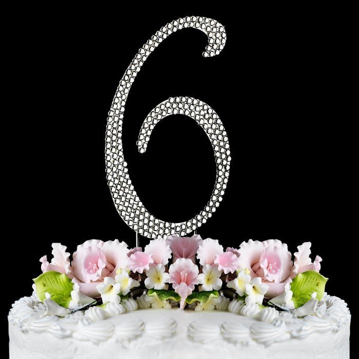 Rhinestone Cake Topper Number 6