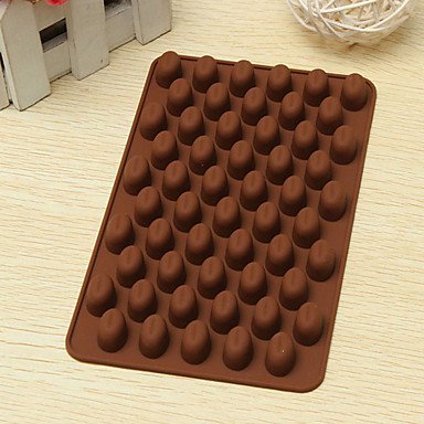 Sher 1 pc 55 Holes Coffee Bean Shape Chocolate Mold Silicone 3D Coffee Beans Chocolate Mold Non-Stick Cake Mold N4