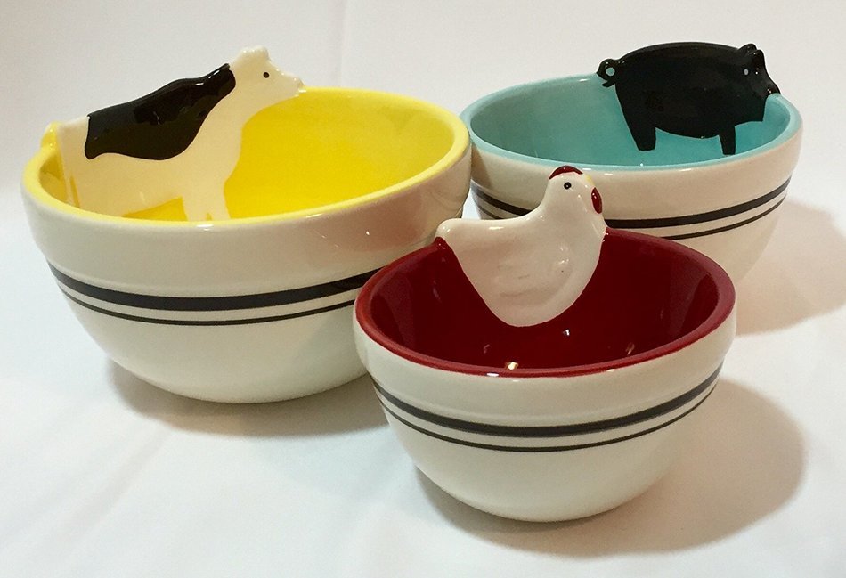 Sonoma 3 Piece Cow-Pig-Chicken Nesting Bowls N3