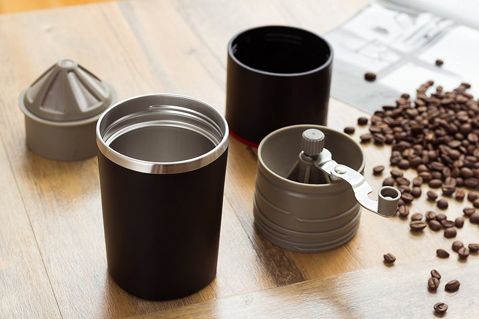 Infinite Coffee's Grind and Brew Master - Manual Coffee Grinder and Bonus Portable Coffee Brewer - Unique Manual... N4