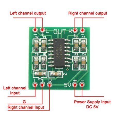 RioRand Mini 5V Audio Digital Amplifier Board 2 Channel Stereo Amp 3W+3W N3