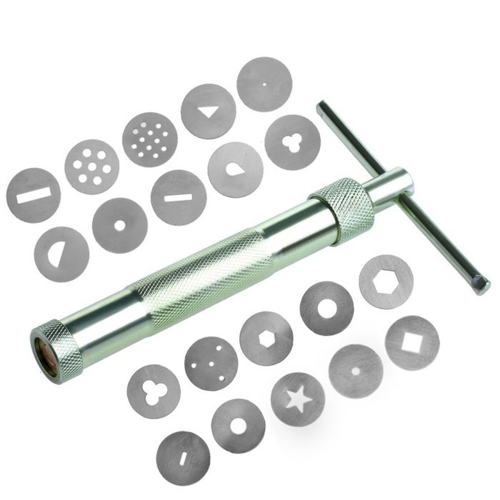 Wrisky 20 Discs Stainless Clay Sugar Fondant Craft Tool Cake Paste Extruder Sculpture N5