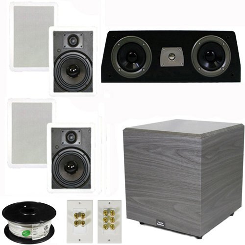 Theater Solutions 5.1 Home Theater 6.5" Speaker Set with Center, 12" Powered Sub and More TS65WC51SET6