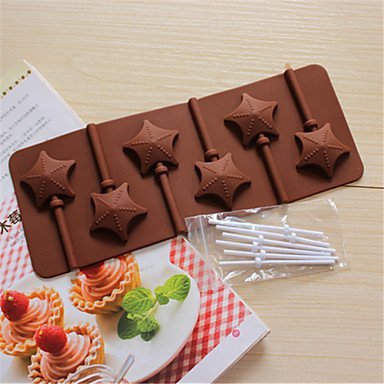 Sher Bakeware Silicone Star Shaped Baking Molds for Chocolate Lollipop N3