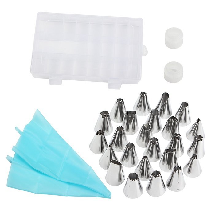 29 in 1 Piece Cake Decorating Tips Kits,Sun Cling Stainless Steel Icing Tip Set Tools Includes 2 Reusable 12in... N6