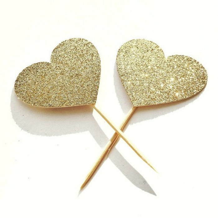DOOXOO 2" Cupcake Topper Heart Cupcake Toppers Wedding Cupcake Toppers, Bridal Shower Cupcake Toppers Valentine's... N4