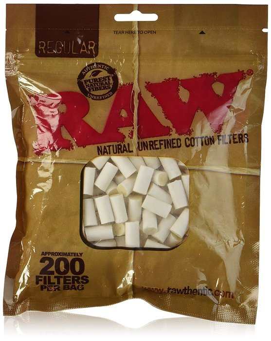 5 x 200 RAW Natural Unrefined Cotton REGULAR size Filters - total 1000 filters