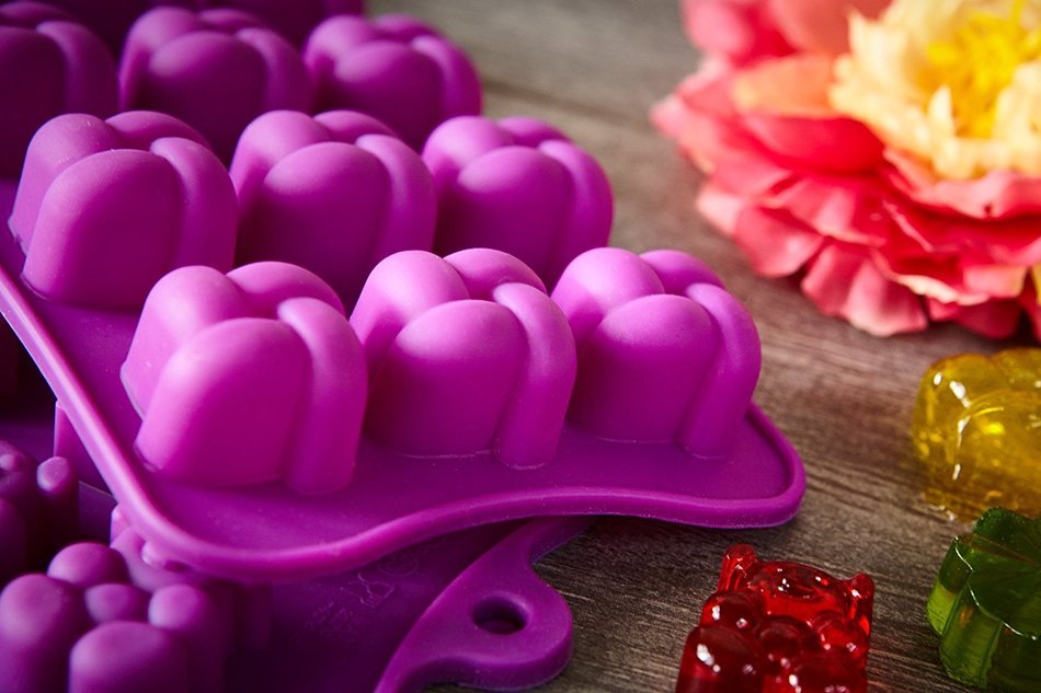 Silicone Chocolate Candy Molds, 3-Pack Set, Non-Stick Candy & Ice Cube Molds, Choice of Three Colors, Chocolate... N5