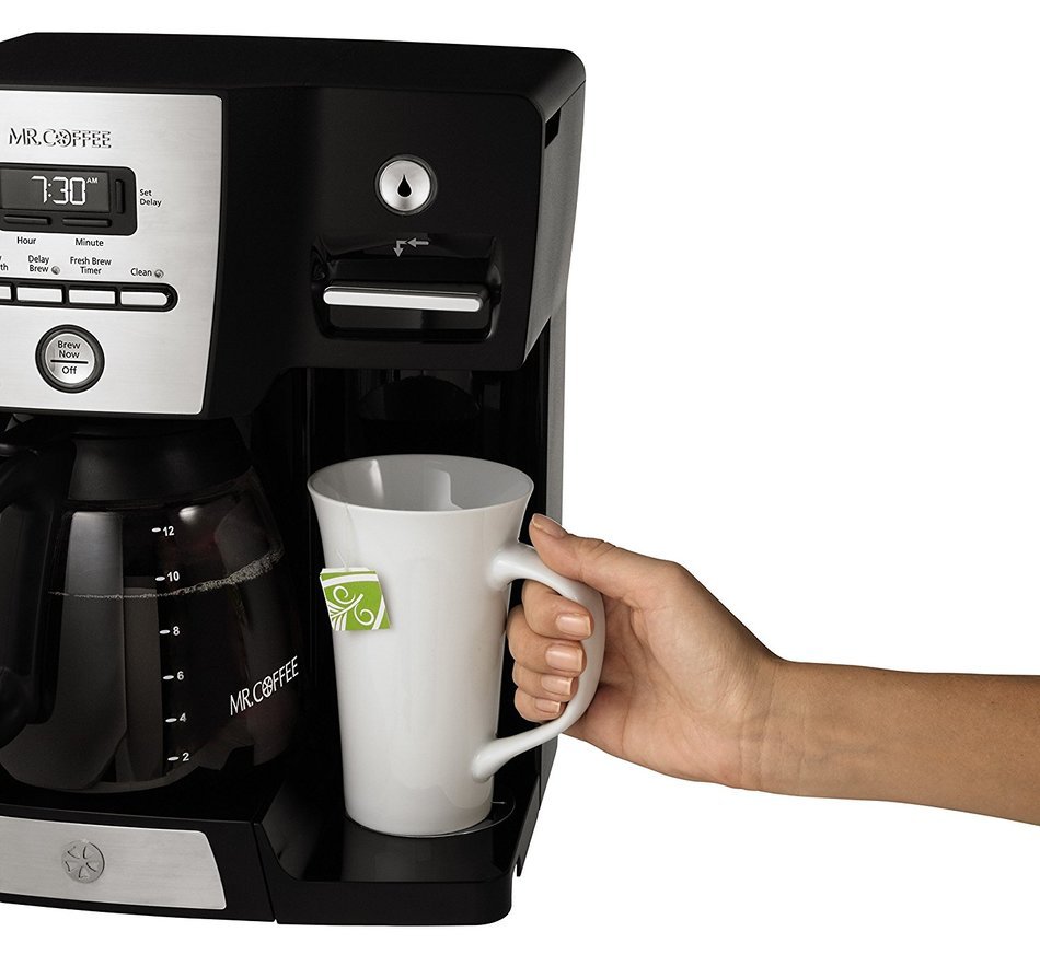 Mr. Coffee BVMC-DMX85 12-Cup Programmable Coffeemaker with Integrated Hot Water Dispenser, 16-Ounce, Black/Chrome N15