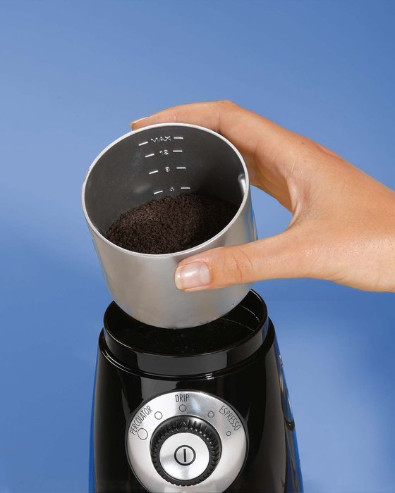 Hamilton Beach 80374 Custom Grind Hands-Free Whole Bean Coffee Grinder, Black N3
