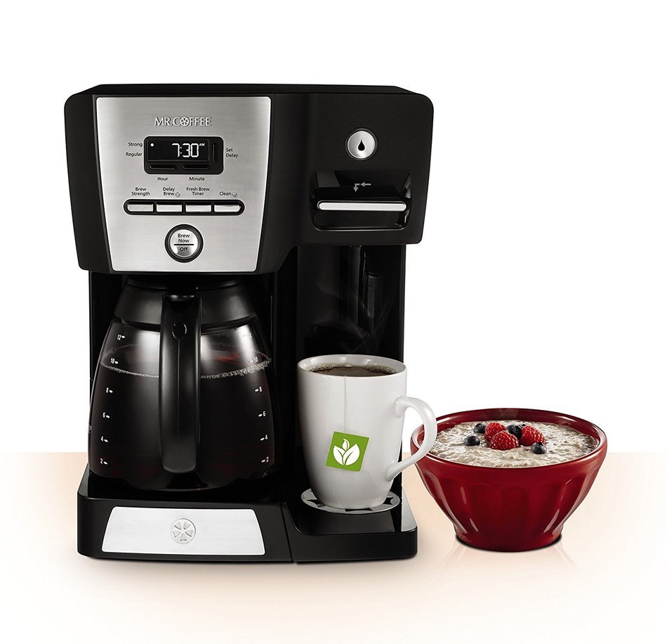 Mr. Coffee BVMC-DMX85 12-Cup Programmable Coffeemaker with Integrated Hot Water Dispenser, 16-Ounce, Black/Chrome N16