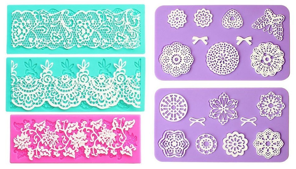 Embossing Lace Fondant Moulds, Multi Circle Flowers Lace Mat Wedding Cake Decoration Tool, Rattan Shaped Sugar... N4