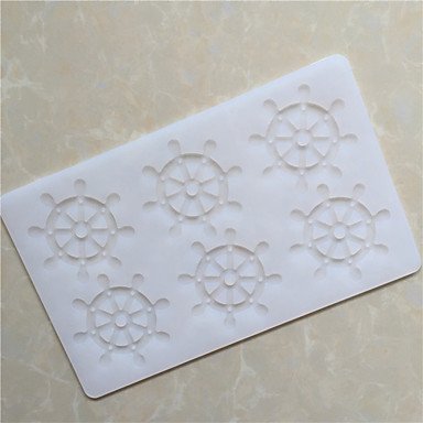Y&XL&H 6 Hole Vessle's Steering Wheel Shape Chocolate Plugin Mold for Baking Decoration Baking Mold Silicone Material